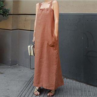 Sleeveless Linen Maxi A-line Dress