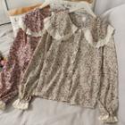 Lace-trim Button-up Loose Top