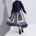 Set: Plain Sweater + Sleeveless Midi Pleated Dress