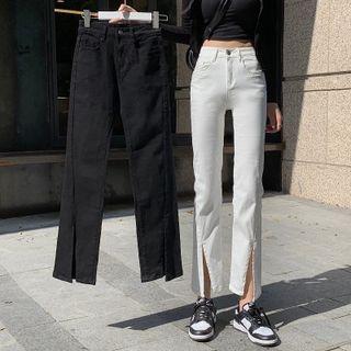 High Waist Crop Straight Leg Jeans