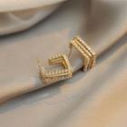 Faux Pearl Rhinestone Square Mini Hoop Earring 1 Pair - Hoop Earring - Faux Pearl - Gold - One Size