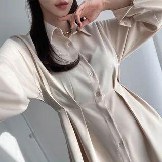 Tie-back Flared Shirtdress