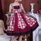 Tea Print Frill Trim A-line Lolita Jumper Skirt