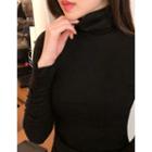 Dali Hotel Turtleneck Shirred Bodycon Dress Black - One Size