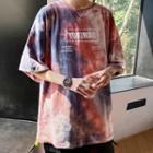 Lettering Tie-dye Short-sleeve T-shirt
