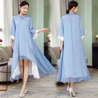 High-low 3/4-sleeve Midi Dress