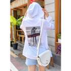 Printed-back Linen Blend Hoodie