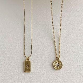 Tag / Disc Pendant Alloy Necklace