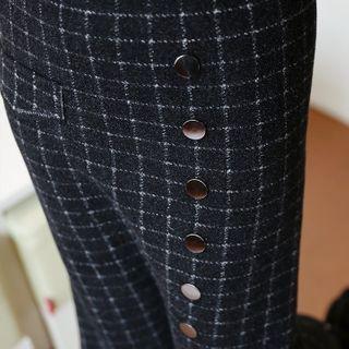 Checked H-line Knit Skirt Black - One Size
