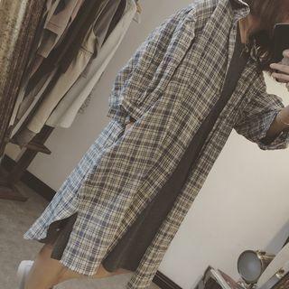Plaid 3/4-sleeve Long Shirt