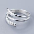 925 Sterling Silver Rhinestone Wrap Around Open Ring