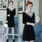 Long-sleeve Crochet Neckline Dress