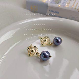 Rhinestone Alloy Faux Pearl Dangle Earring 1 Pair - C-358 - Gold - One Size