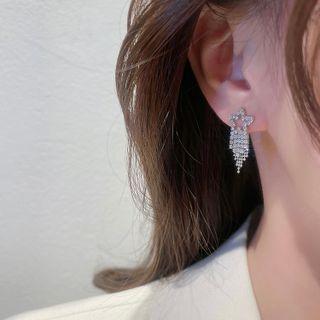 Star Fringed Alloy Earring 1 Piece - S925 Silver - Silver - One Size