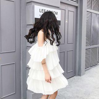 Cold-shoulder Tiered Tunic Dress
