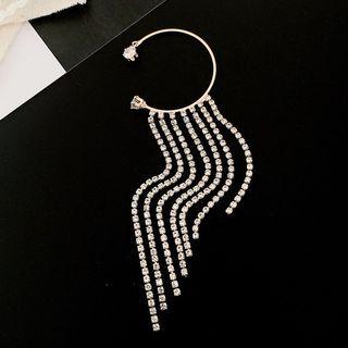 Fringed Rhinestone Earring 1 Pc - A - Gold - One Size