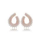 Elegant And Fashion Plated Rose Gold Geometric Water Drop Stud Earrings With Cubic Zirconia  - One Size
