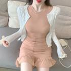 Cardigan / Short-sleeve Mini Dress