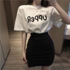 Print Short-sleeve T-shirt + Fitted Mini Skirt