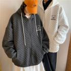 Cartoon Bear Embroidered Zip-up Hoodie