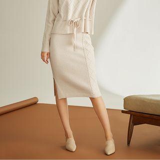 Knit Midi Skirt Milky White - One Size