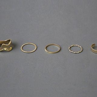 Various Ring Set Of 5 Pcs Gold - One Size