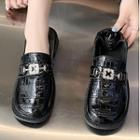 Embellished Faux Leather Loafers