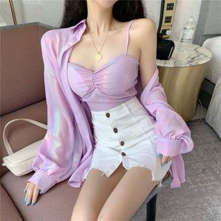 Cropped Camisole Top / Iridescent Shirt / Set