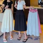 High-waist Plain Chiffon Midi Skirt