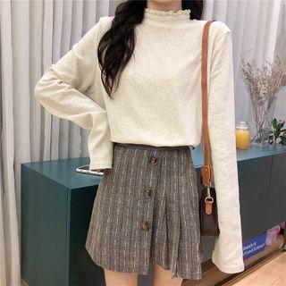Lace Trim Mock-neck Top