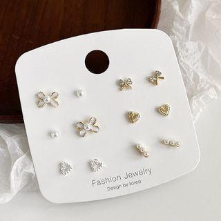 Simple Flower Earring - Set White - One Size