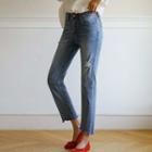 Scallop-hem Straight-leg Jeans