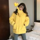 Set: Furry Zip Coat + Scarf