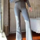 Set: Mock-neck Knit Top + Boot Cut Pants