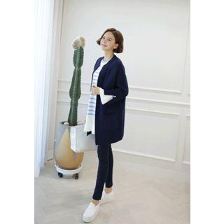 Open-front Faux-pearl Accent Cardigan