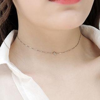 925 Sterling Silver Bead Choker Silver - One Size
