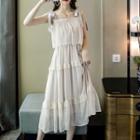 Lace-up Sleeveless Midi A-line Dress