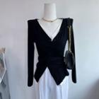Mock Two Piece Two Tone Button-up Top