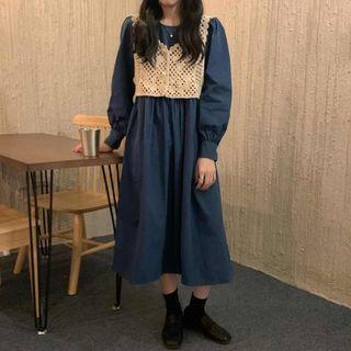Long-sleeve Dress / Lace Vest
