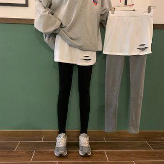 Mock Two-piece Distressed Leggings