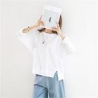Loose-fit Long-sleeve Plain T-shirt In 5 Colors