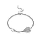 925 Sterling Silver Elegant Fashion Romantic Heart Shape Bracelet With Cubic Zircon Silver - One Size