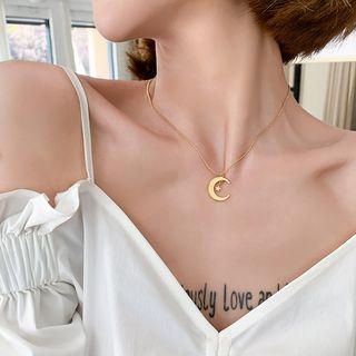 Alloy Moon Pendant Necklace Gold - One Size