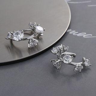 Rhinestone Alloy Cuff Earring 1 Pc - Cuff Earring - Silver - One Size