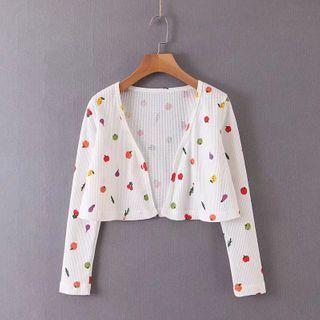 Long Sleeve Fruit Print Knit Cardigan