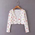 Long Sleeve Fruit Print Knit Cardigan