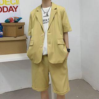 Couple Matching Set: Elbow-sleeve Blazer + Shorts