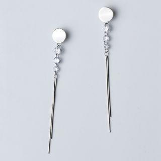 Rhinestone Earring 925 Sterling Silver - Earring - One Size