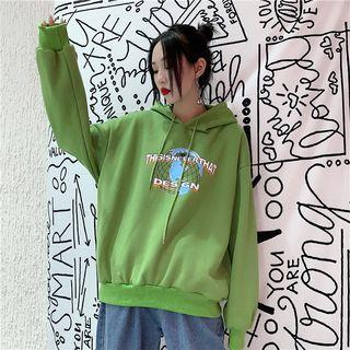 Earth Print Hoodie Green - One Size