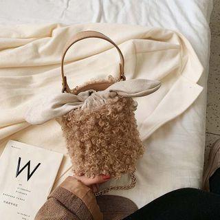 Furry Bow Bucket Bag